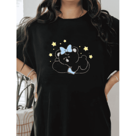 Casual Women's Cotton T-Shirt with Bow Detail - Trendy and Comfortable for Every Season (Style: 254)